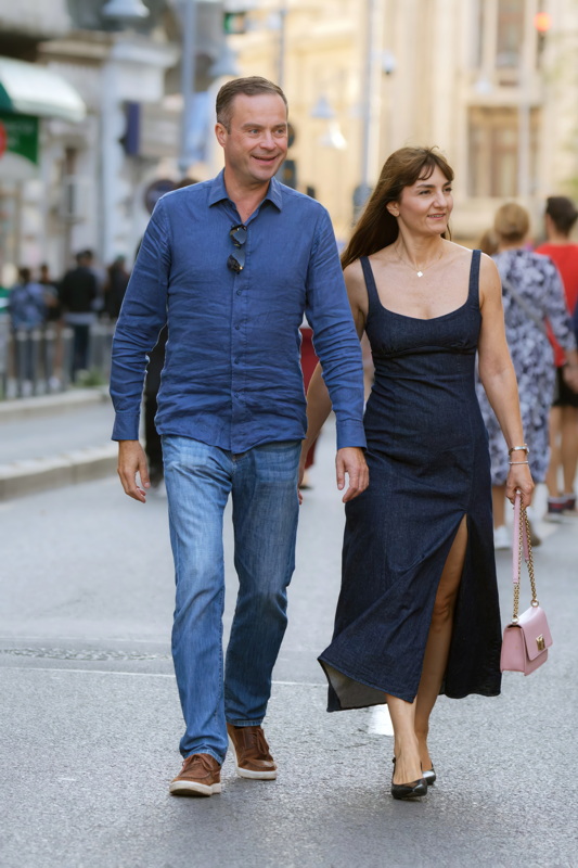 Young couple walking